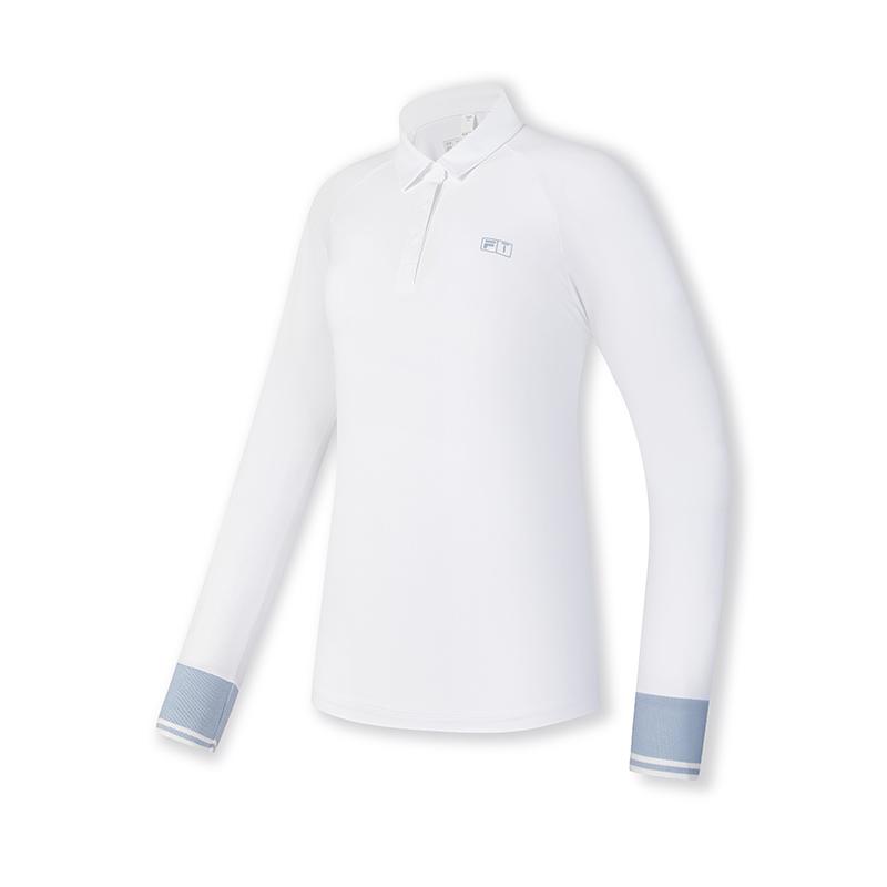 Fila Casual Versatile Knitted Long Sleeve Polo Shirt Women Tops Jade-White A11W515209FWT