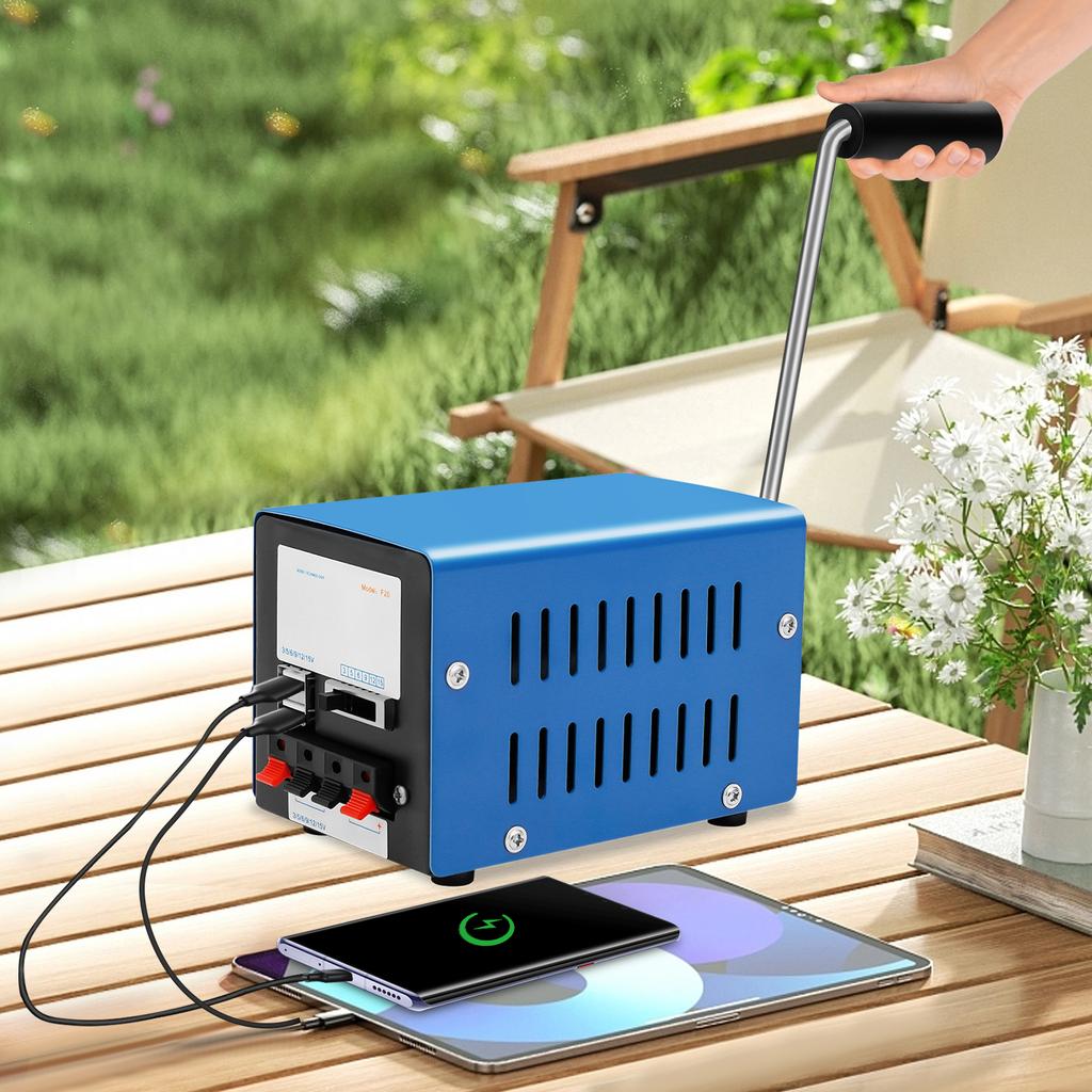 28V 20W Portable Generator, Hand Crank Generator, Manual Crank Generator Freestanding Portable Used As An Emergency Power Source