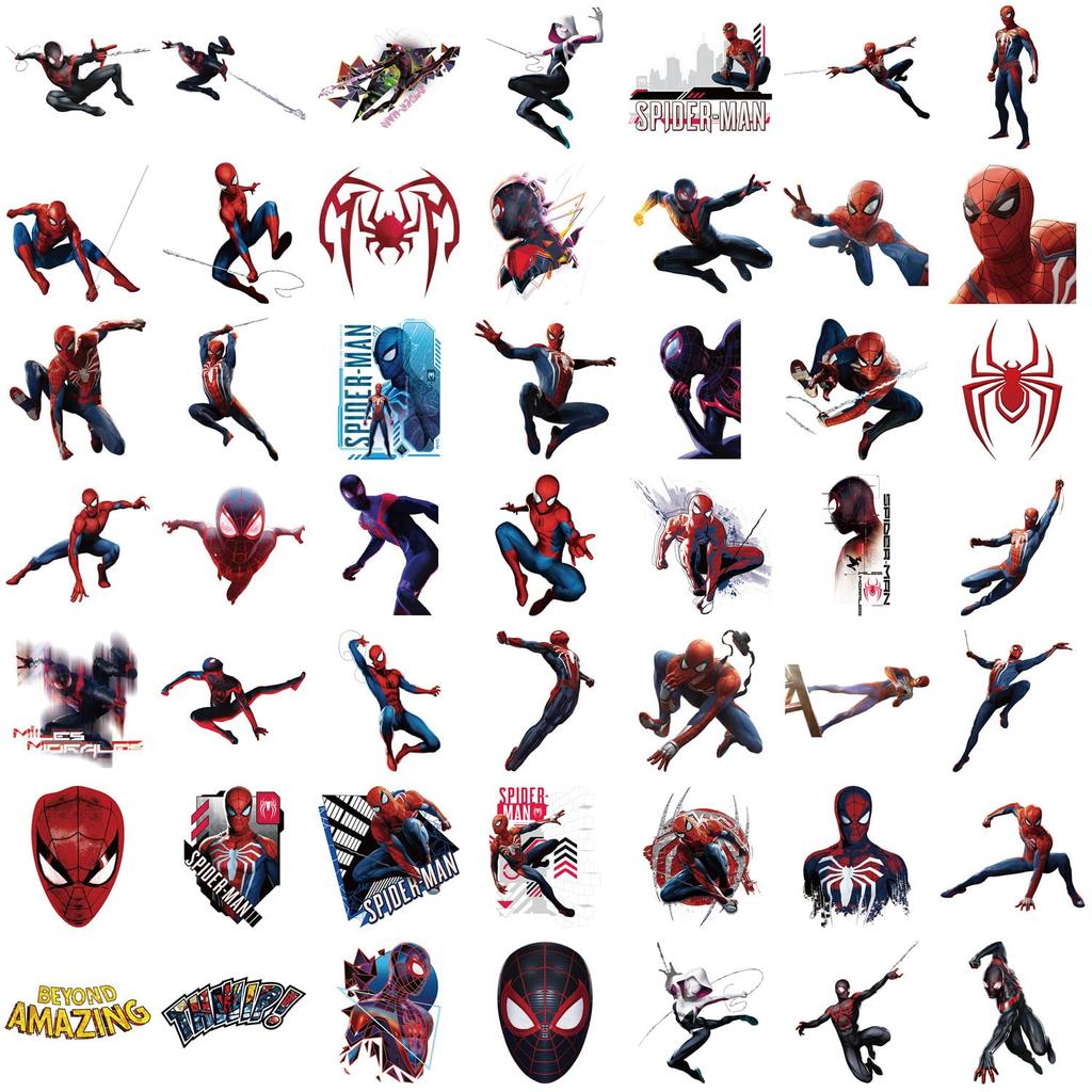 Set of 50 Cute Anime Stickers for Crayon Waterproof Cute and Stylish Cartoon DIY Great Gifts for Birthdays and New Years Spider-Man Stickers,