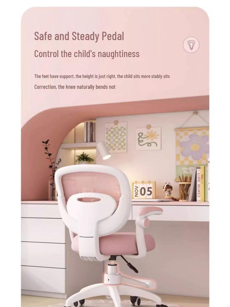 Adjustable Children's Study Chair: Ergonomic Seat for Comfortable Homework and Long Study Sessions.