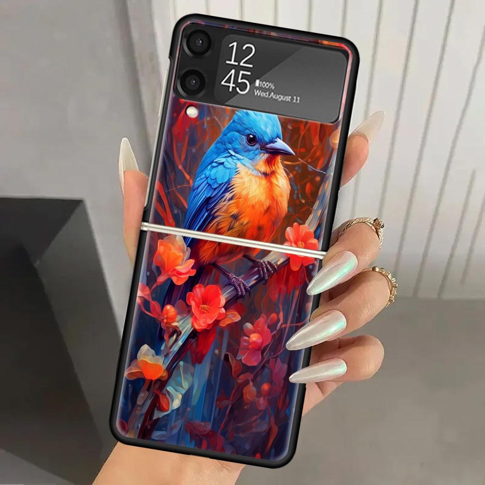 

Масляная живопись Животное Птица Жесткий ПК Чехол для телефона Для Samsung Galaxy Z Flip 7 6 5 4 3 Черный ZFlip7 ZFlip6 Flip5 Flip4 Flip3 5G Печать C Samsung Z Flip 6