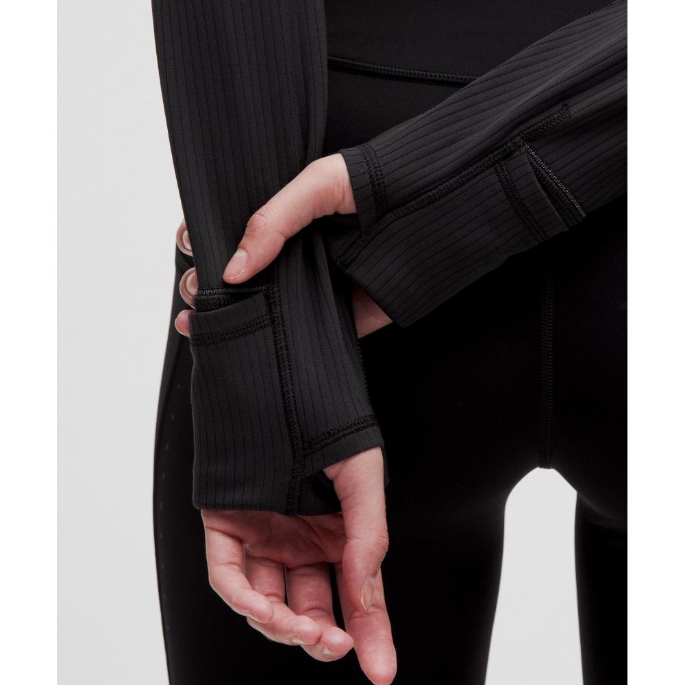 Lululemon It S Rulu Ribbed Cropped Half Zip  Updated Black