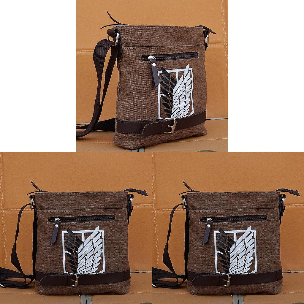 Attack on Titan Canvas Umhängetasche Für Männer Mit Strapazierfähigem Stoff Und Cartoon-Print