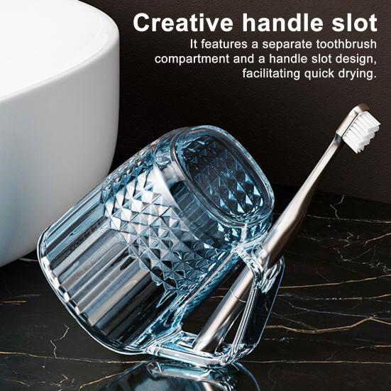 Mouthwash Cup Drop-Resistant Easy to Clean Transparent Bathroom Rinse Cup with Handle Bathroom Accessory