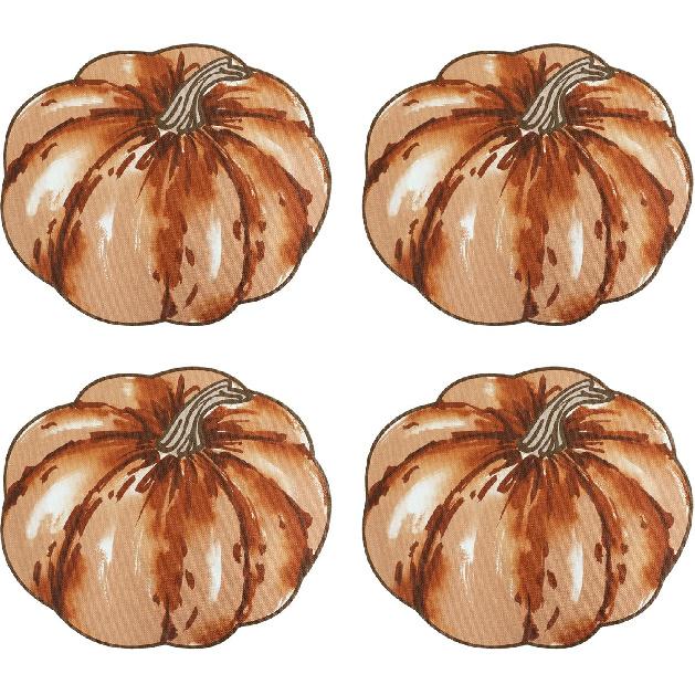 OWENIE Fall Placemats Set of 4, Autumn Printed Pumpkin Textured Fabric Place Mats for Kitchen Dining Table,Thanksgiving Harvest Halloween Holiday