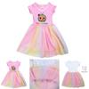 Cocomelon Kinder Mädchen Prinzessinnenkleid Mit Kurzem Ärmel Cartoon Anime Druck Und Atmungsaktivem Netzstoff