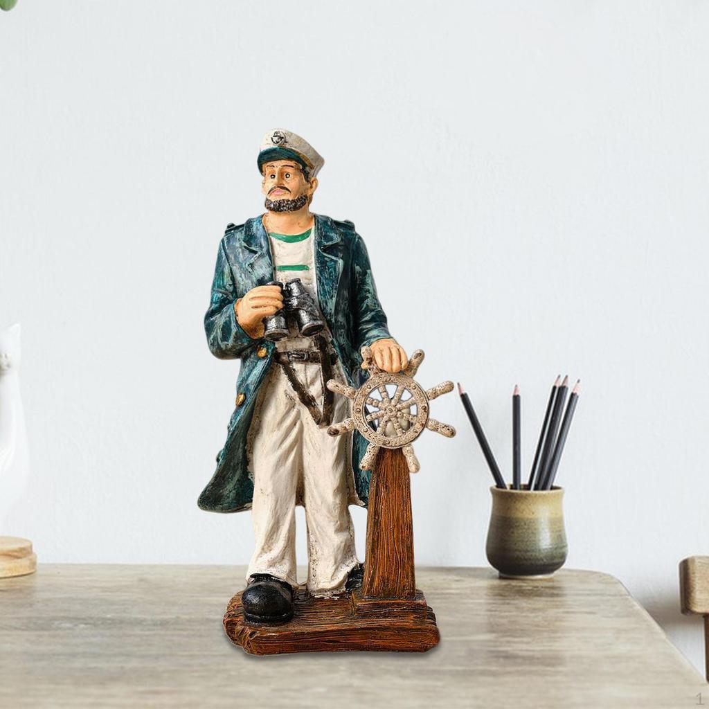Figurka námořníka Socha rybáře Pryskyřičná řemesla Námořní unikátní stolní ozdoba Socha pro obývací pokoj