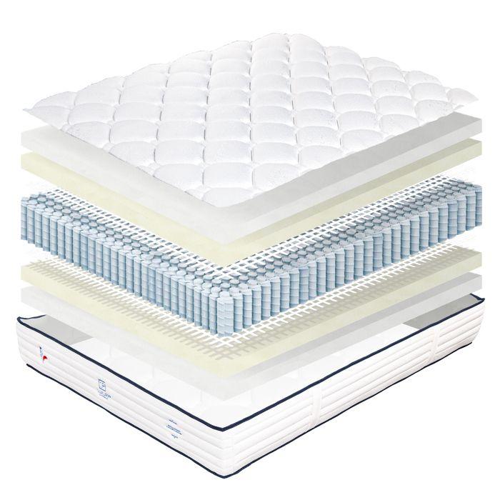 Matelas 160x200 cm, Patriote, 27cm, Ressorts Ensachés, mémoire de forme , Indépendance du Couchage, Soutien ferme + 2 Oreillers