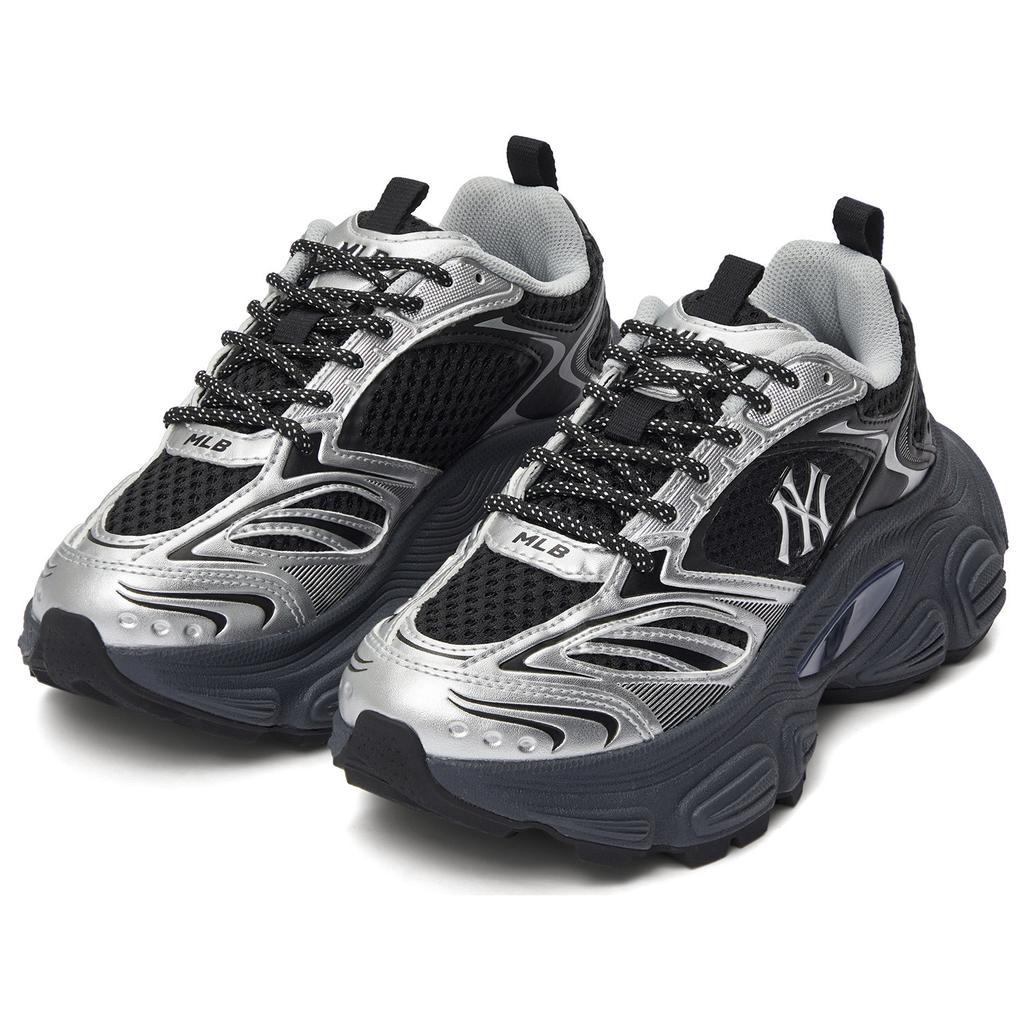 New MLB New York Yankees Anti-Slip Wear-Resistant Low-Top Chunky Sneakers Unisex Black 3ASHWD15N-50BKS