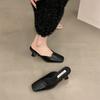 Nai Pie~ High-heeled bag head and half slippers for women's outer wear for women's summer new thick heels, not tired, shallow-mouthed square head sing