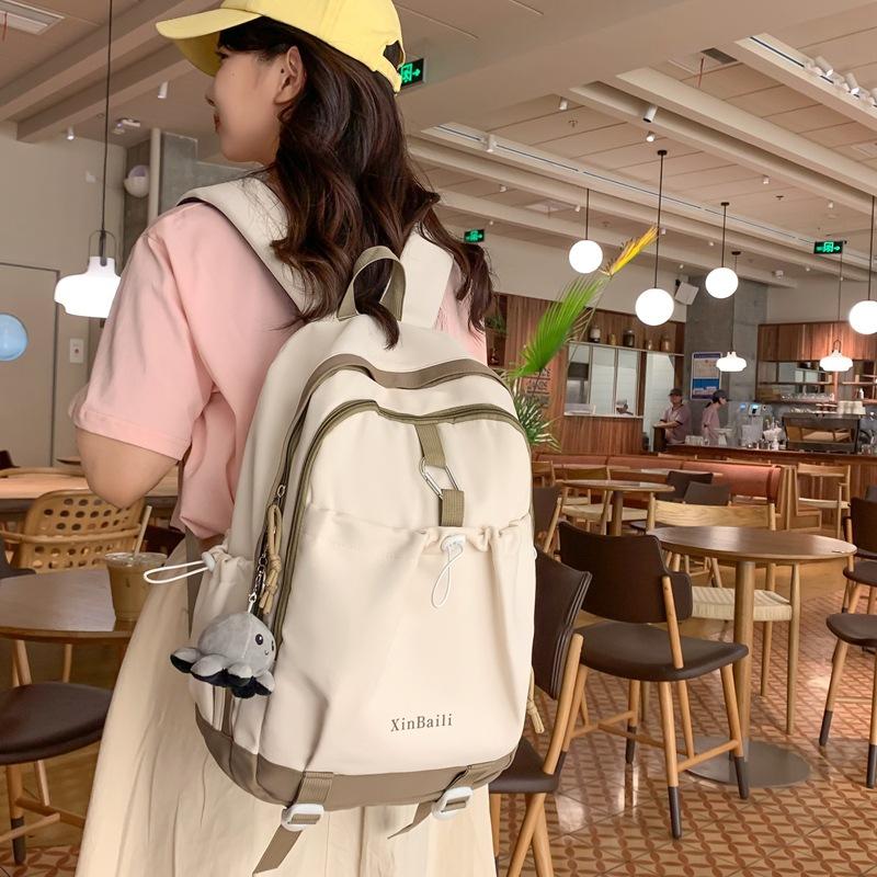 School bag female college student Korean version niche high-value durable backpack women's light and simple large capacity backpack new style