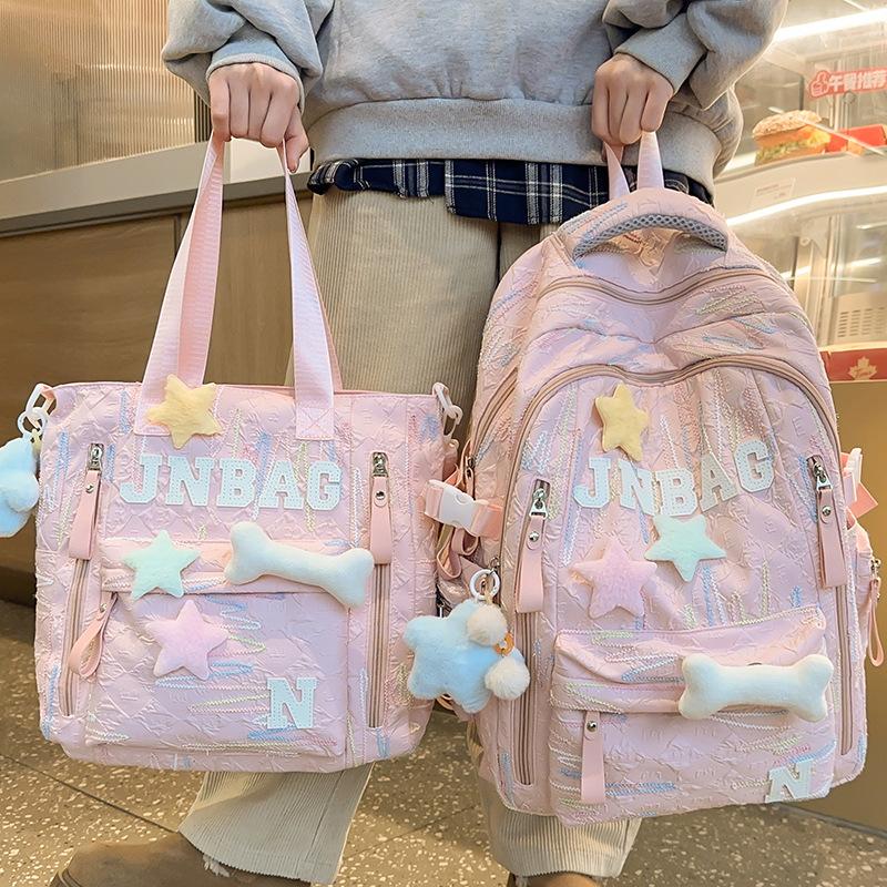 Schoolbags Children Elementary School Girls Junior High School Students High School Students Make up Lessons Bag Letters High Appearance
