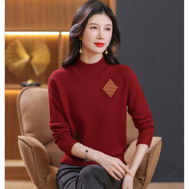 SNOWFLYING Women s Half-High Neck Knit Sweater XL