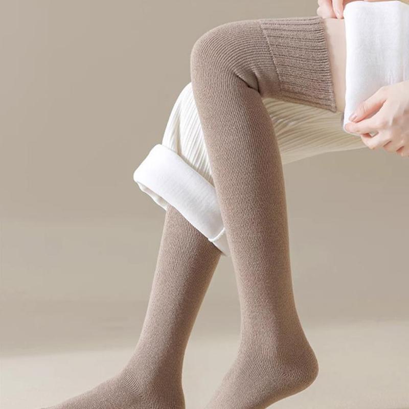 Winter Thigh High Socks For Women Fleece Lined Warm Over Knee Socks Non Slip Long Socks Jk Stockings