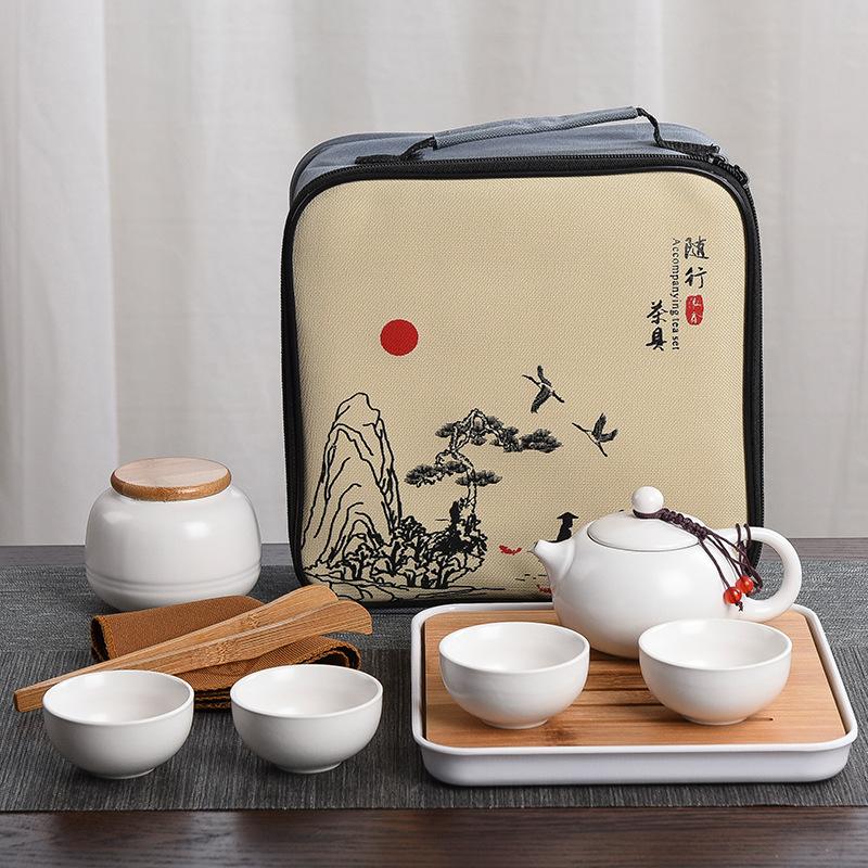 Dingyao travel tea set, one pot of four cups of gifts, souvenir, kung fu tea set