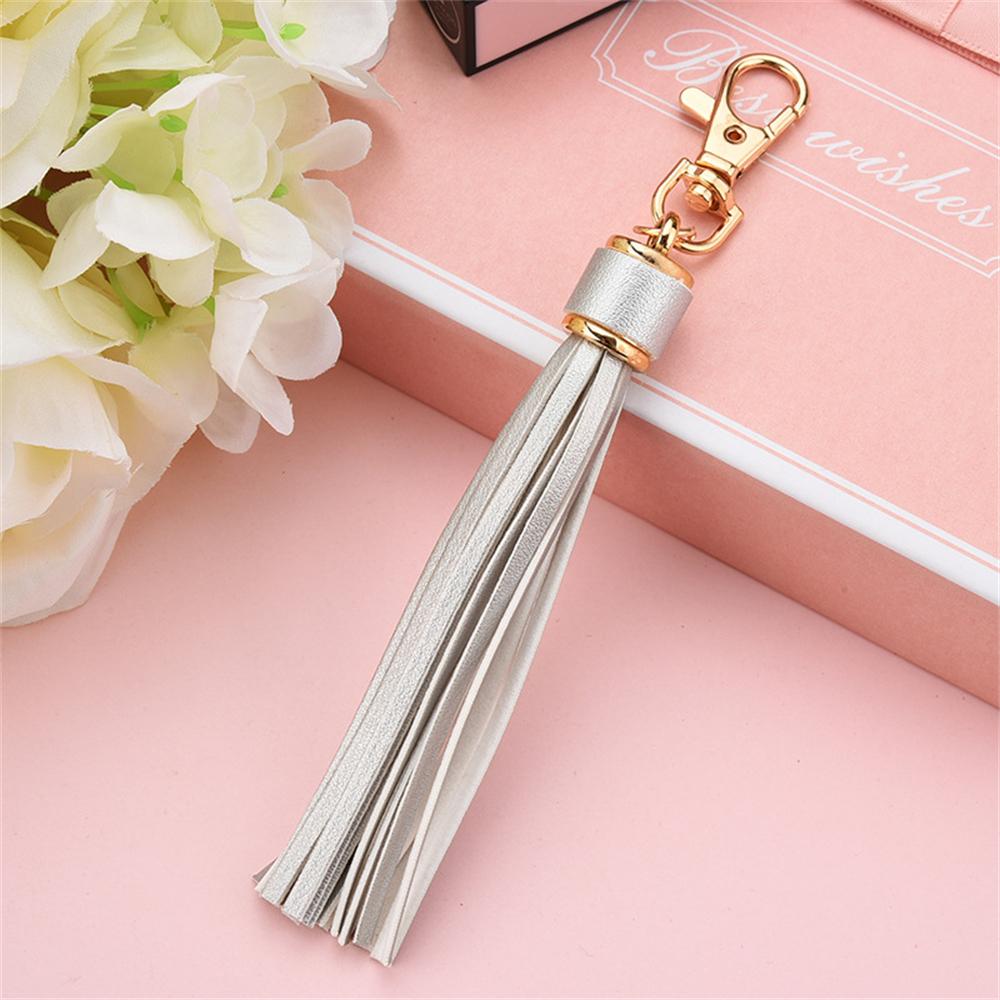 

1pcs New Pu Leather Tassel Keychain Pendant Key Chain Charming Car Cell Phone Bag Keyrings Jewelry Gift Accessory Decoration Sil серебряный