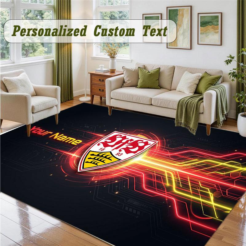 Crystal Velvet Square Rug Custom NameVfB Stuttgart FC Pattern Non Slip Home Floor Decor Rug