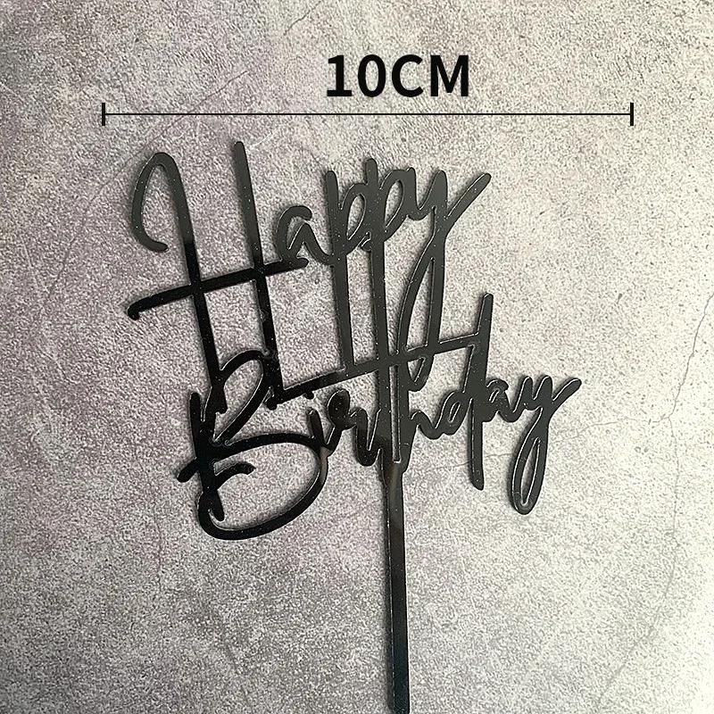 Acrylic Happy Birthday Cake Topper Heart Cake Decoration  Baby Shower Party Kids Favors Decoration Supplies Birthday Decoration