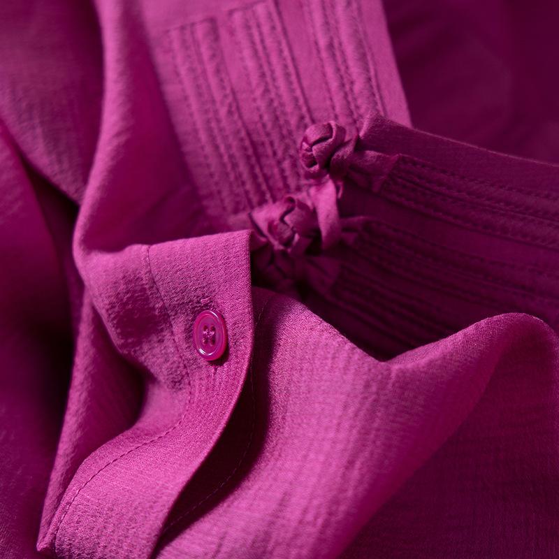 Button Semi-turtleneck Crepe Silk Shirt New Style Shirt