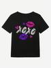 Xoxo Pink Und Lila Lippen Print Damen T-Shirt Marke Sommer T-Shirt Lässig Übergroß Street Tee Kleidung Street Baumwoll Top T-Shirts