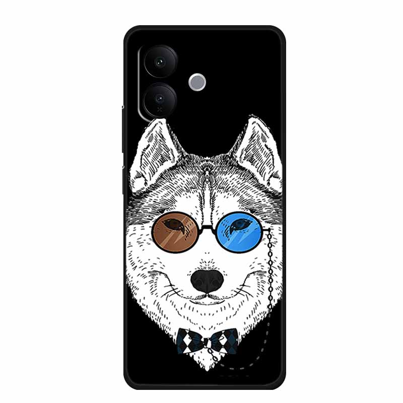 Black Silicone Case For Vivo V60 Lite 4G Case Cartoon Cat Soft Back Cover For Vivo V60 Lite 5G Phone Case 6.77" Coque Funda Para