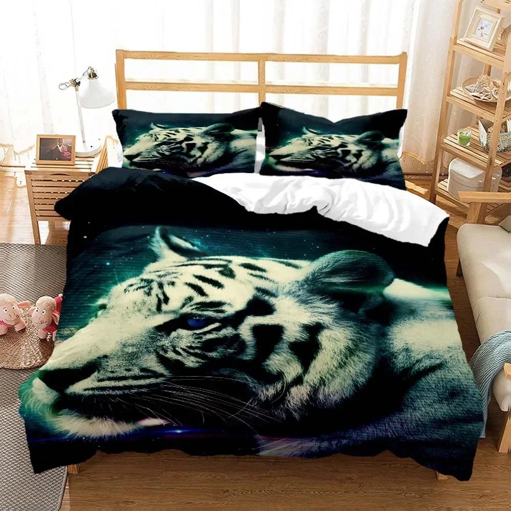 Tiger pattern Digital Print Comfortable Duvet Quilt Cover Pillowcase Bedding Set Children Bedroom Decoration Home Textile