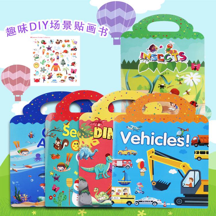 Cross-Border DIY Children's Sticker Activity Book - Early Education & Focus Training with Removable, Reusable Stickers