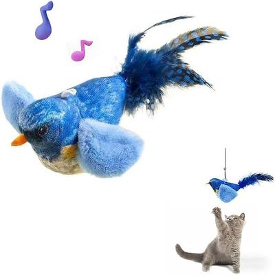 Interactive Chirping Bird Toy with – Automatic Self-Play & Exercise Toy for Indoor S, Soft Feathered Bird Design with Realistic Sounds, Perfect F