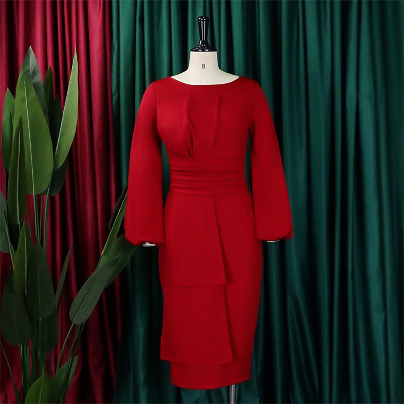 Sheath Business Women's Clothing Ol Temperament Size Dress Plus Solid Color
