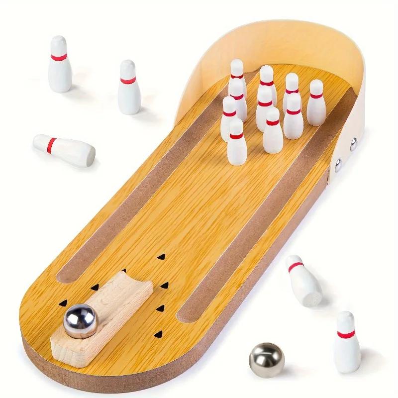 Desktop Mini Bowling Game Set High End Wooden Small Safe Innovative Desktop Toy Parent Child Interactive Fun Game Plaything