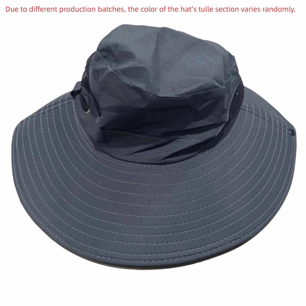 Breathable Fisherman Hat Polyester UV Protection Hat Summer Large Brim Sun Hat Fishing серый