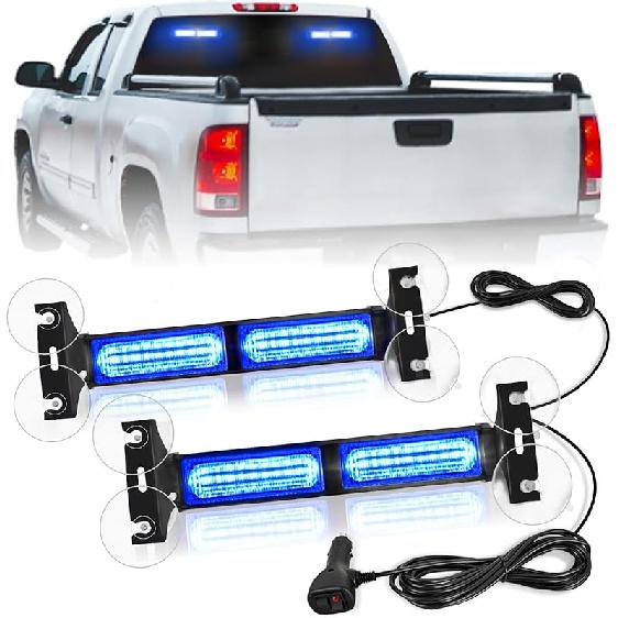 Nilight 40LED Amber Emergency Strobe Traffic Advisor Light Bar with Suction Cups Dash Safety Warning Hazard Flashing Lights Interior Front/Rear