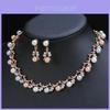Vintage Artificial Pearl Necklace Earring Set With Alloy Pendants For Women