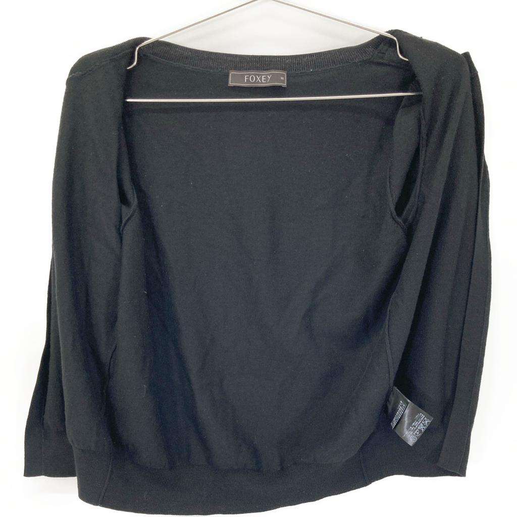 FOXEY 27815 Black wool logo plate cardigan tops 38 blackUsed