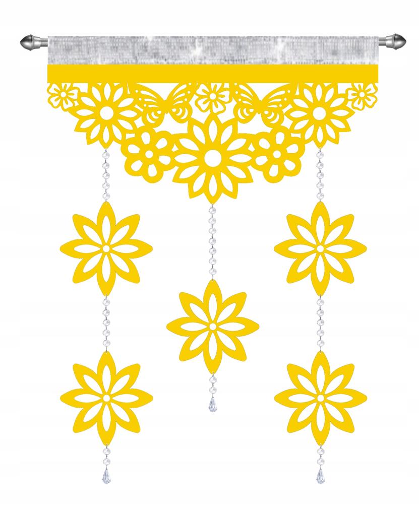 Modern curtain BUTTERFLIES AND FLOWERS SCREEN with openwork hangers GLAMOUR 60x95