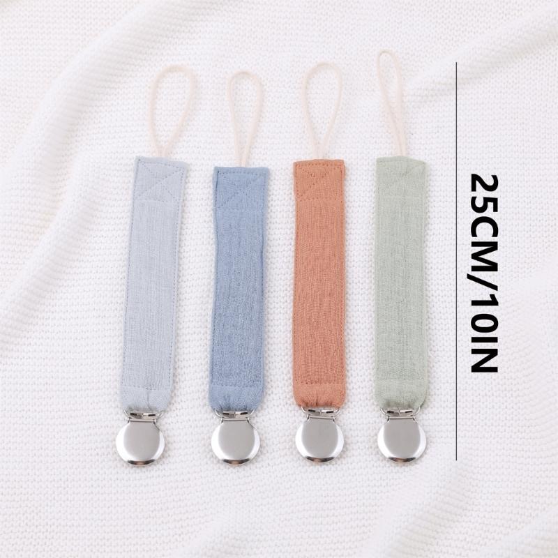 Pack of 4 Colorful Baby Pacifier Chain Baby Teether Clip Cotton & Steel Baby Pacifier Chain Soft & Safe Pacifier Clip