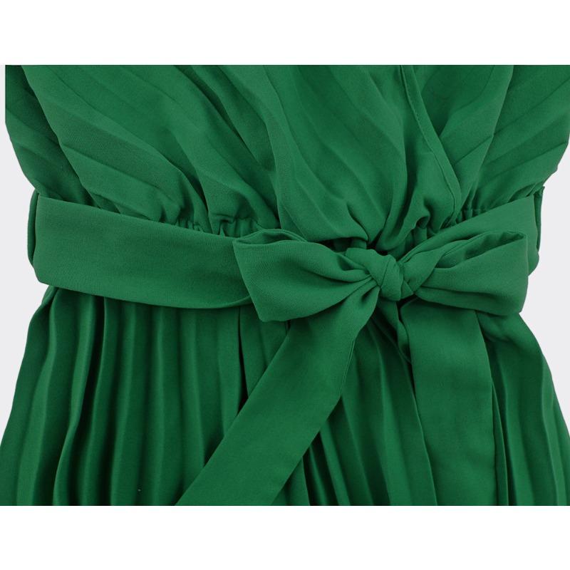 Letnie, wąskie, długie sukienki z dekoltem w kształcie litery V, z rękawami bąbelkowymi