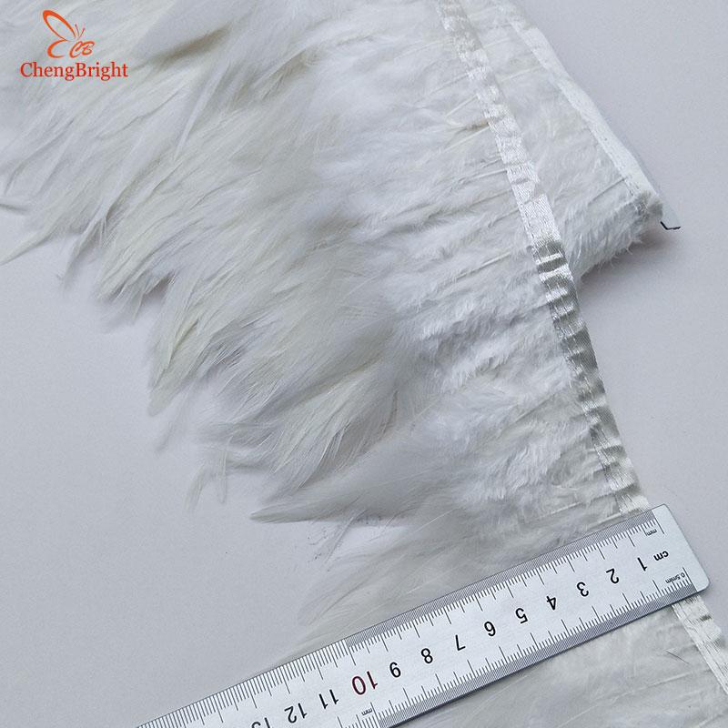 Chengbright  10yards Chicken Cock Feathers Trim Cloth Sideband Chicken Pheasant Feather Trims Clothing Wedding Feather Ribbon A