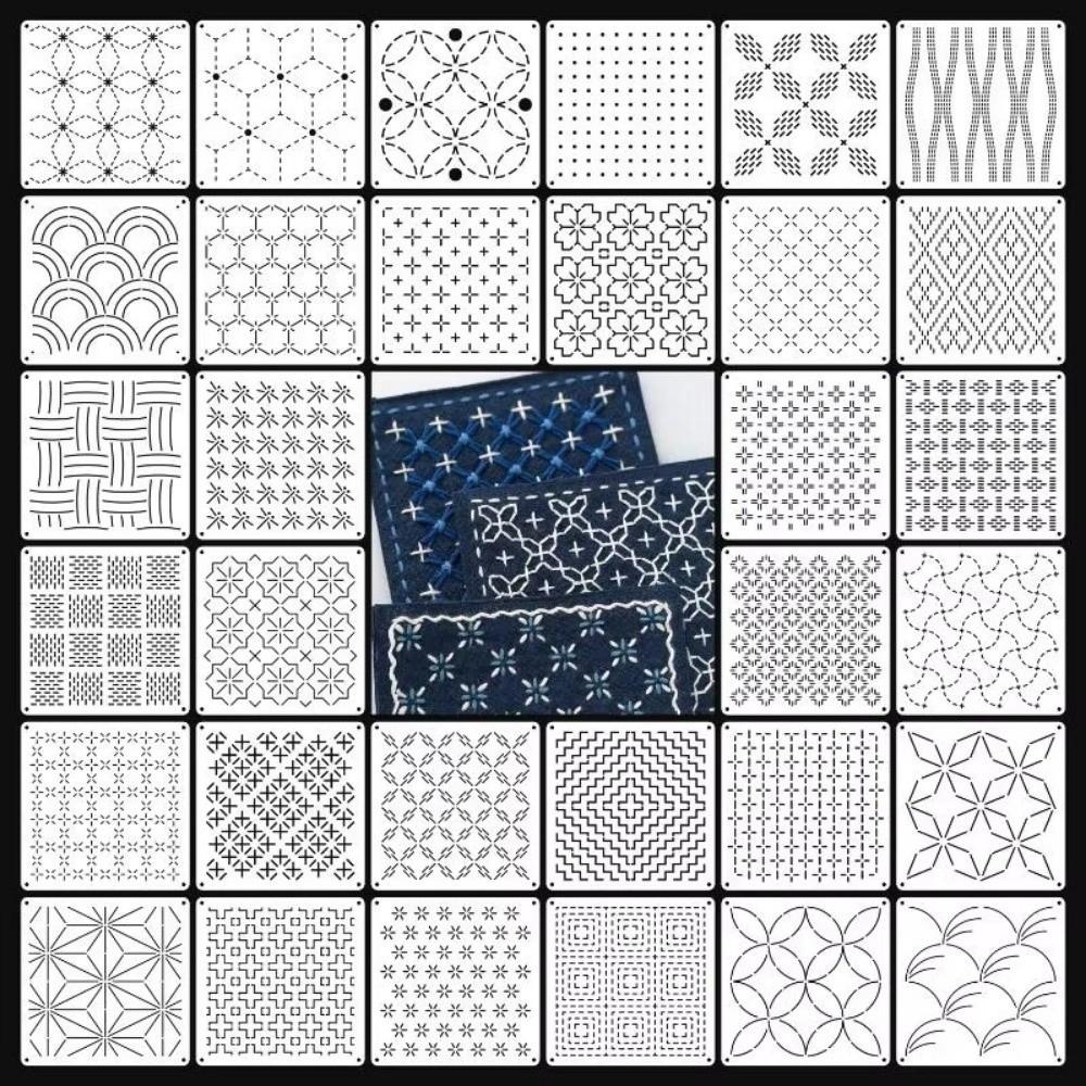 9/32Pcs Reusable Patchwork Stencil Geometric PET Stencil  Embroidery Handicraft Tools