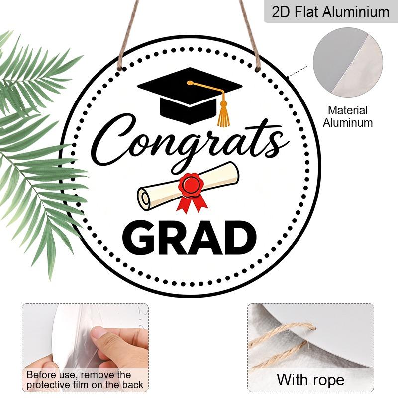 2D Flat Aluminum Graduation-themed Wall Decorations, Available in Various Sizes, Featuring A Minimalist Black and White Style A Perfect Choice for