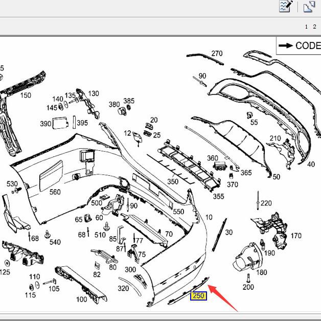 Mercedes-Benz C-Class C200 Rear Bumper Trim (2058850521/2058850621)