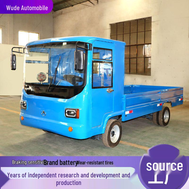 Electric Four-Wheel Flatbed Cargo Truck for Workshop Transfers