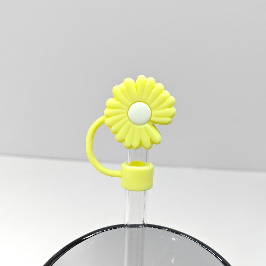 Daisy Straw Cap - 10mm Stanley Cover, Reusable Chrysanthemum Design