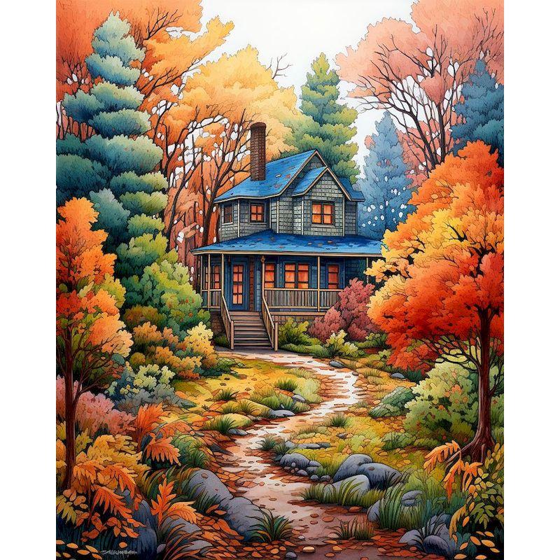 

GATYZTORY Oil Painting By Numbers Dreamy Cabin Scenery Painting On Canvas Landscape Home Decor Painting 30x20cm no frame