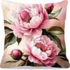 1 Stück Kissenbezug im Aquarellstil mit pinker Pfingstrosen-Aufdruck, geeignet für Sofa, Schlafzimmer, Wohnzimmer, Ein heilendes Geschenk für Blumenliebhaber