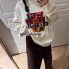 Neuer modischer ausländischer Stil Farb-Buchstaben Rundhals Pullover Pullover Damen Samt Verdickt Warm Trend