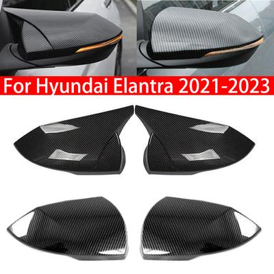 For Hyundai Elantra - Car Rearview Side Mirror Cover Wing Cap Exterior Sticker Door Rear View Case Trim Carbon Fiber