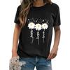 Women Crewneck Daisy Print Short Sleeve T-Shirts Summer Faith-Hope-Love Raglan Sleeve Tees Loose Fit Graphic Tops 2024