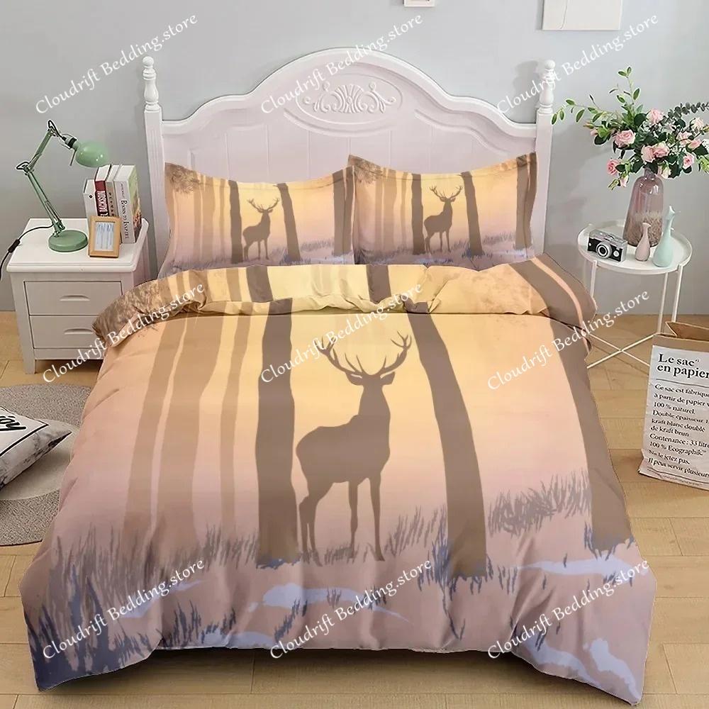 3D Print Reindeer Wild Bedding Set King Queen Twin Single Size Duvet Cover Pillow Cases Bed Linen Bedding Set