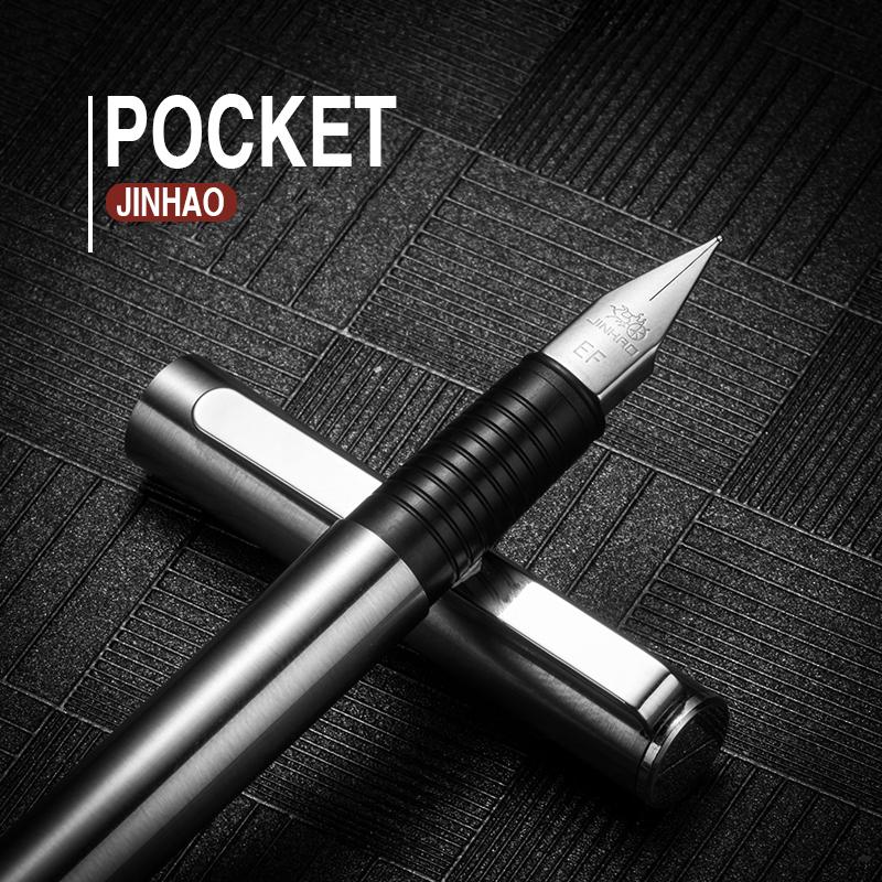 Jinhao 65 Fountain Pen Matte Black All Steel Barrel Extra Fine Nib Ink Pens for Writing Office School Calligraphy